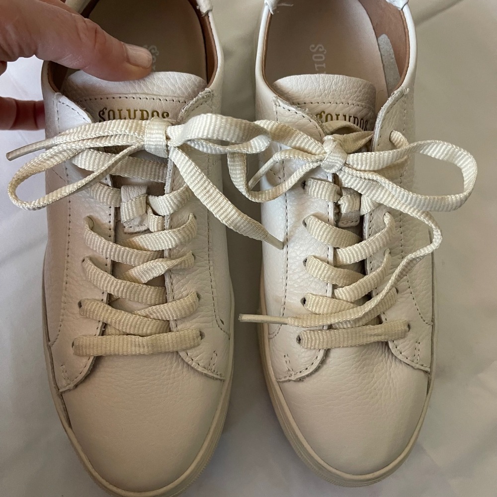 Soludos Ibiza Platform Leather Sneakers Size‎ 8 Oasis White Casual Comfortable - Picture 7 of 14